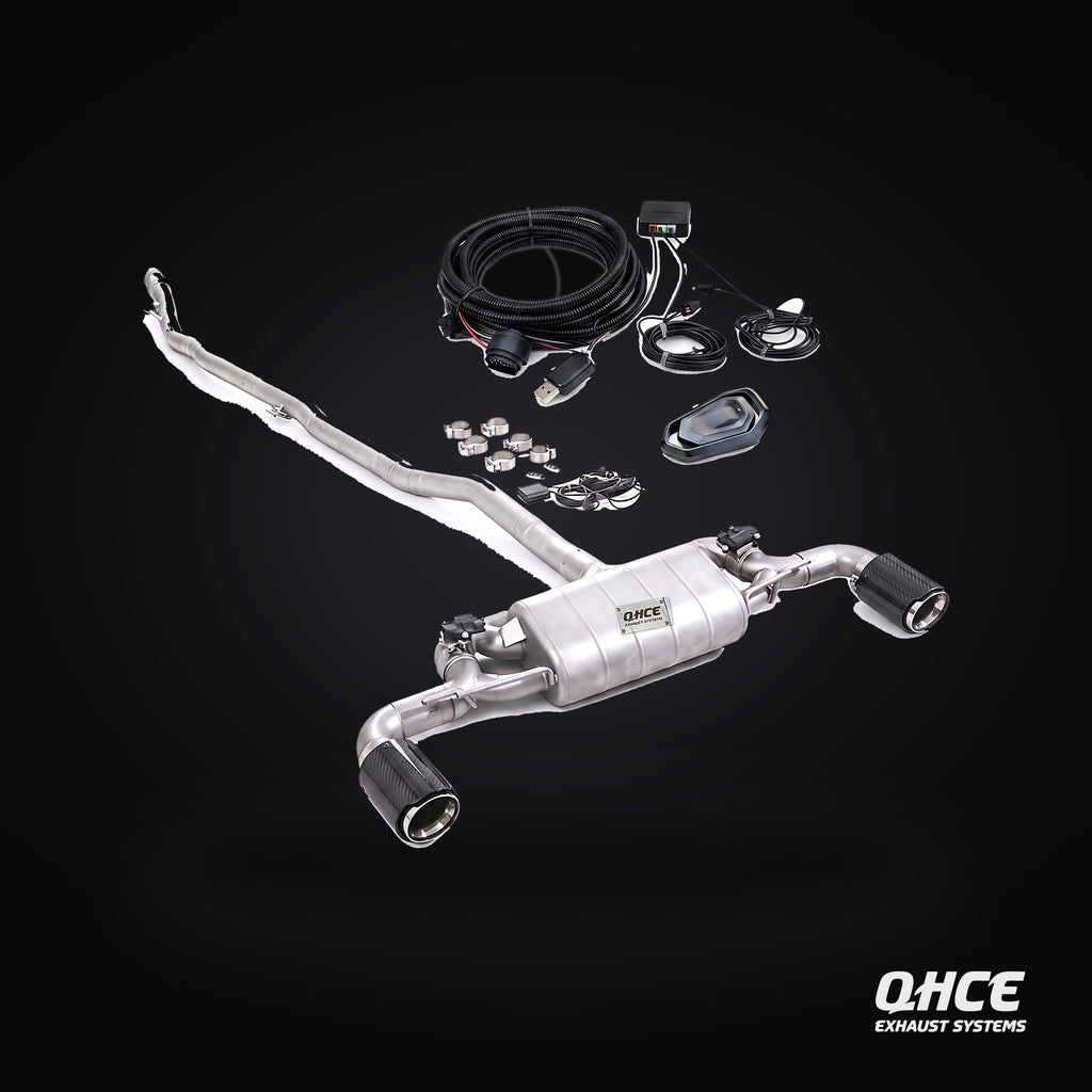 QHCE A35 / A45 AMG Catback — carbon tips, valvetronic