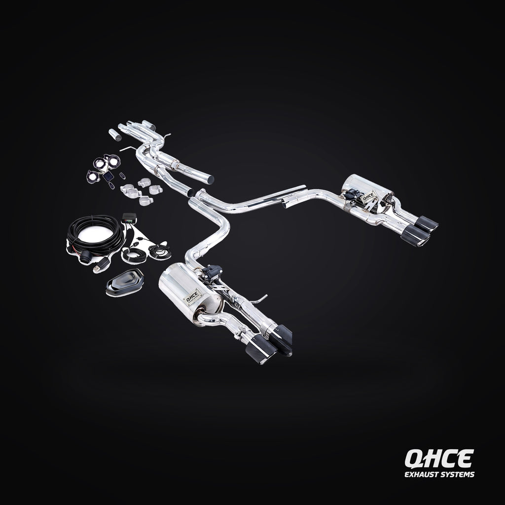 QHCE Audi A6 / A7 C7 Catback — carbon tips, valvetronic