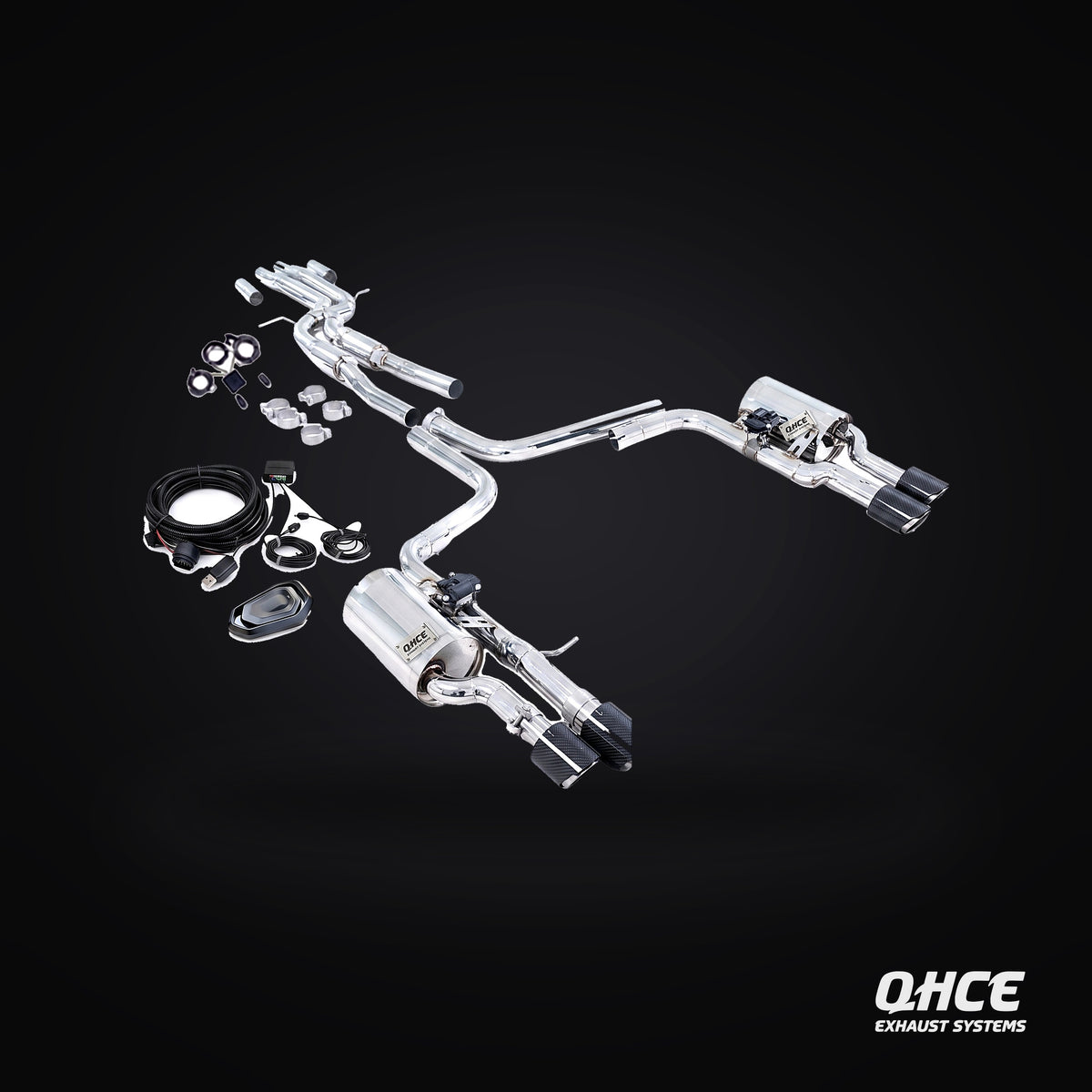 QHCE Audi A6 / A7 C7 Catback — carbon tips, valvetronic