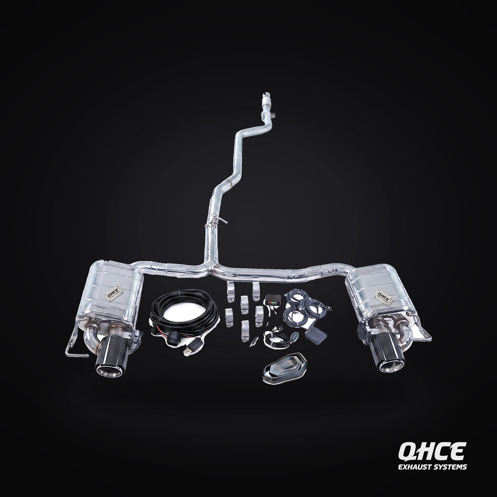 QHCE C350e W205 Catback — carbon tips, valvetronic