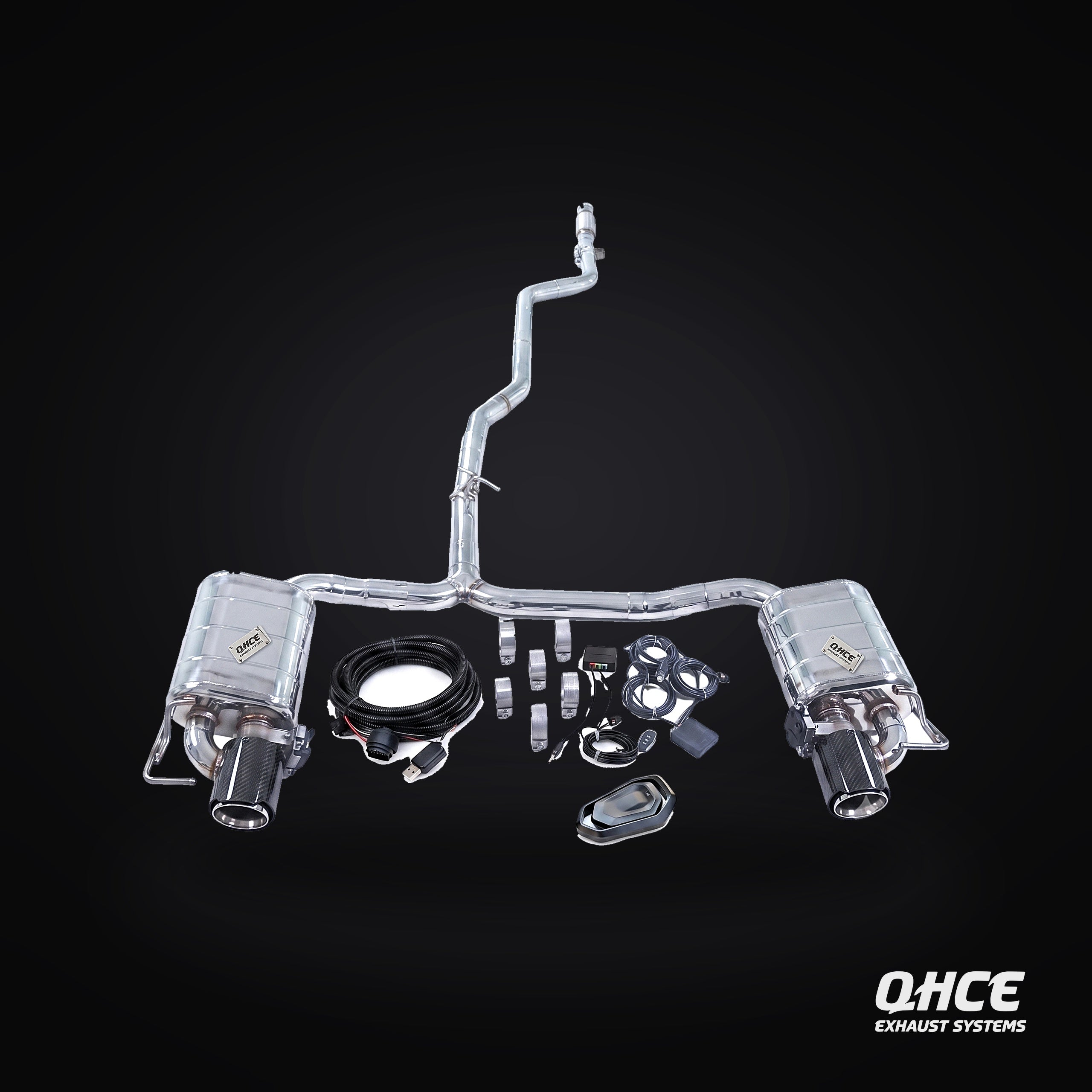 QHCE C350e W205 Catback — carbon tips, valvetronic