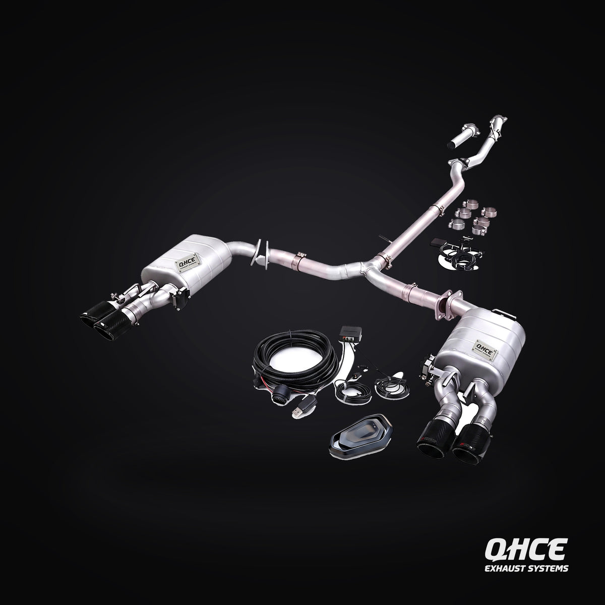 QHCE Camry V6 Catback — carbon tips, valvetronic