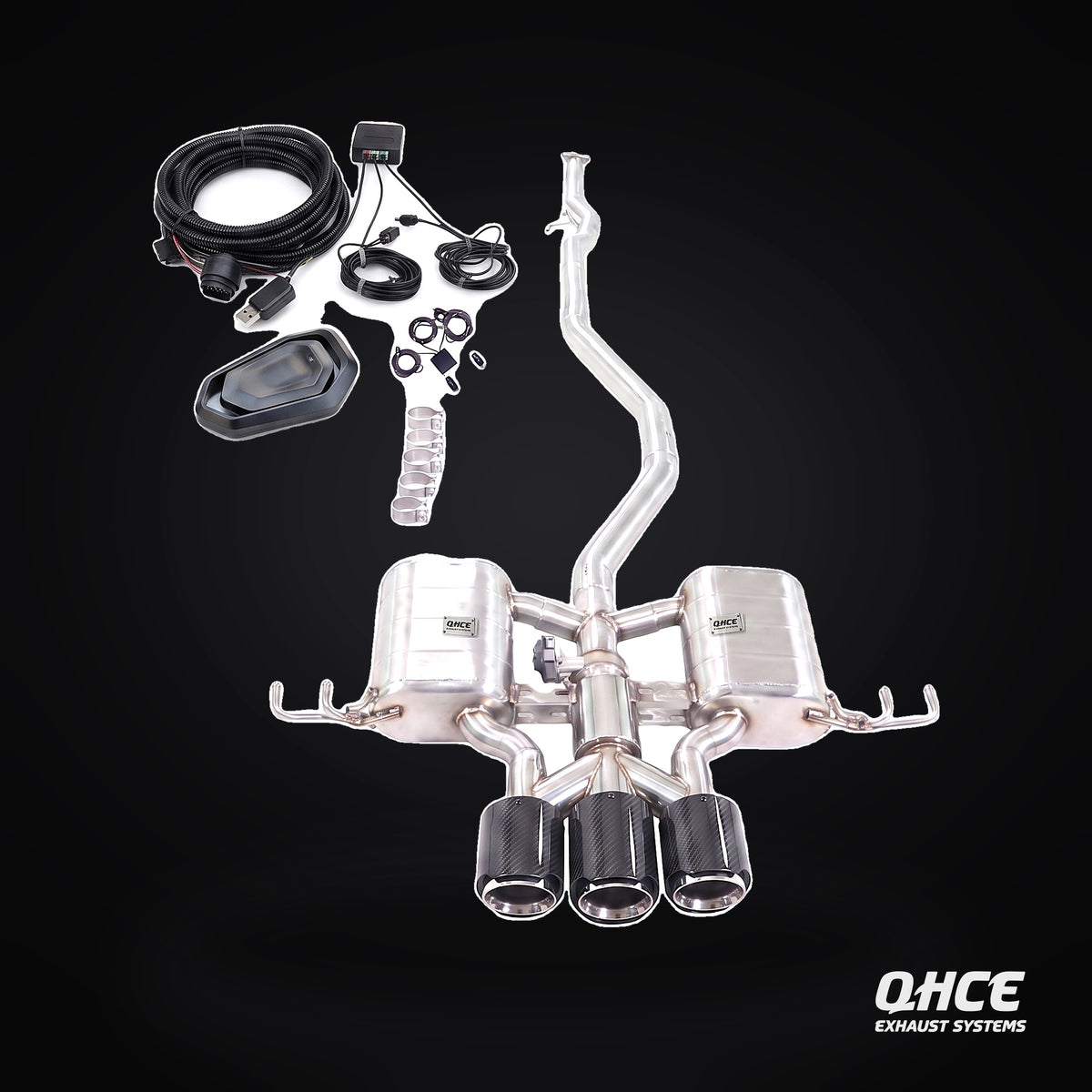QHCE Civic Type R Catback — carbon tips, valvetronic